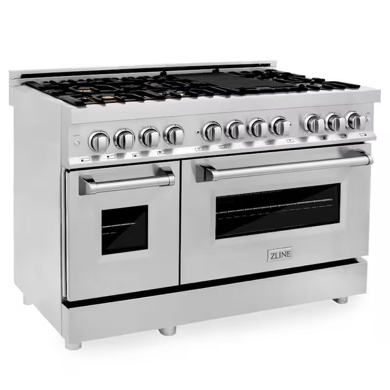 7 Burner Double Oven Dual Fuel Range with Brass Burners in Stainless Steel Q635