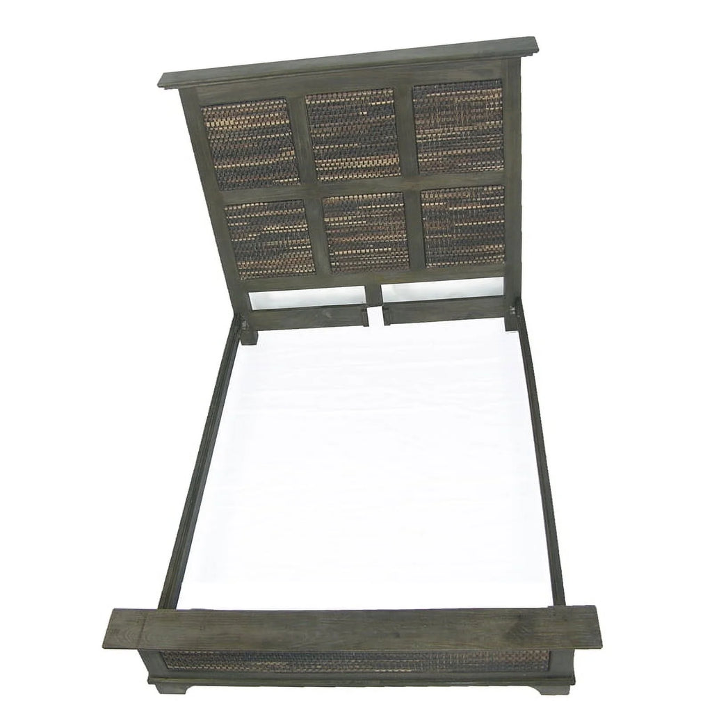 Woven Wicker Rattan Solid Wood California King Size Bed M7603