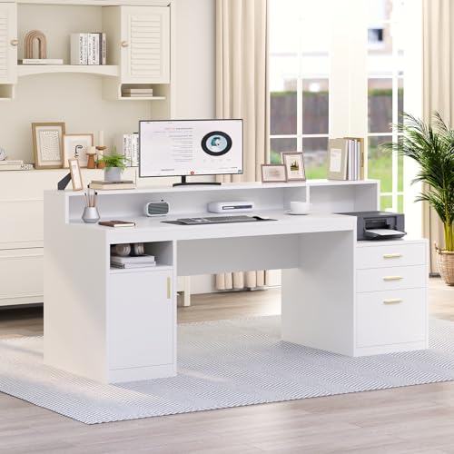 Black Computer Desk with 3 Drawer and Storage Shelves I353