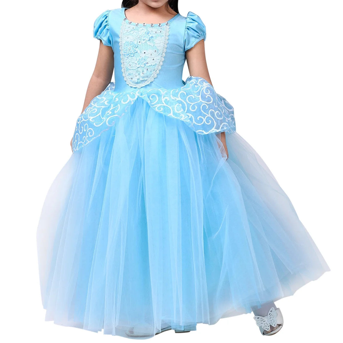Blue Puff Sleeves Girls Costume T846