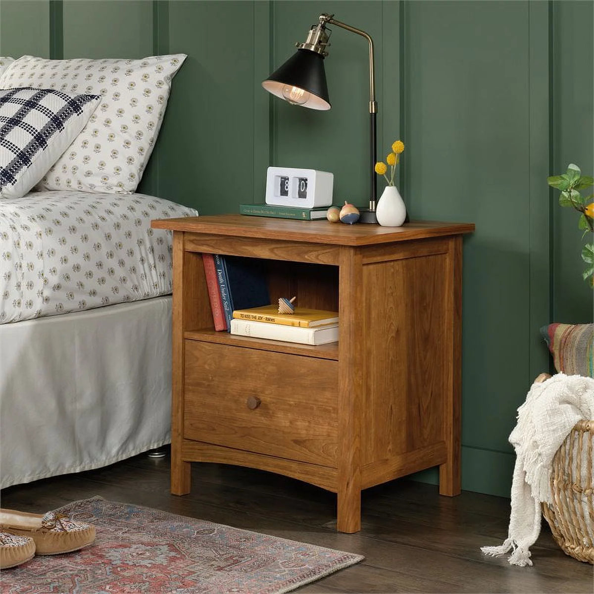 Cherry Finish Nightstand with Drawer Y881