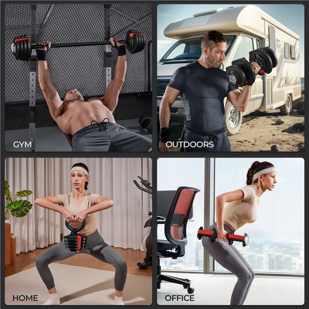 3-In-1 Quick-Adjust Dumbbell Weight Set with Anti-Slip Handle, Black P3866