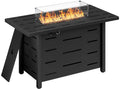 43 Inch Propane Gas Fire Pit Table with Lid and Lava Rock C166