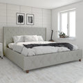King Light Gray Linen Upholstered Bed T44210
