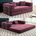 Green Corduroy Convertible Floor Sofa Bed with Pillow Z738206