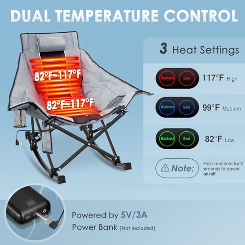 XL Oversized Heated Rocking Camping Chair R485