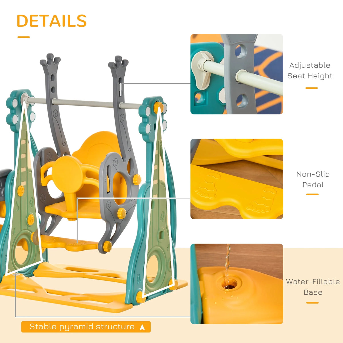 3 in 1 Toddler Swing and Slide Set with Climber N973133