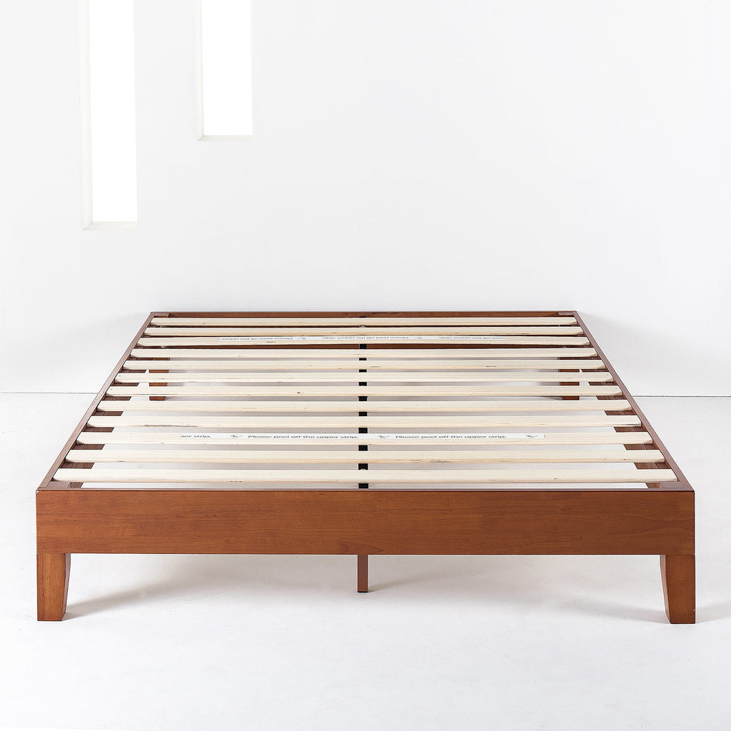 Cherry Twin Solid Wood Platform Bed with Wooden Slats M3535