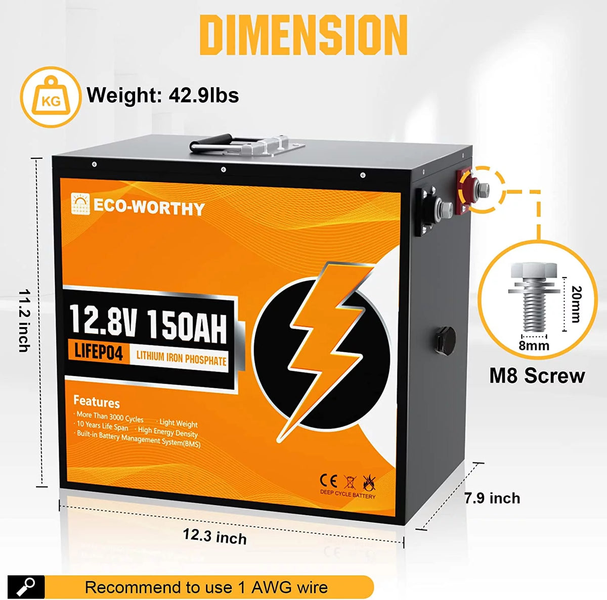 12V 20AH Lithium LiFePO4 Deep Cycle Battery Q444