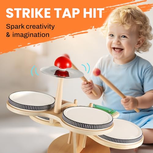 Wooden 8 in 1 Percussion Drum Kit with Xylophone Cymbal C159