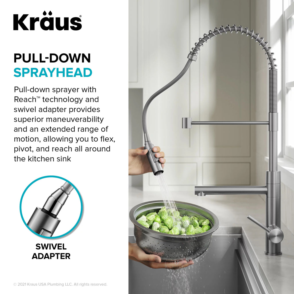 Commercial Style Pull-Down Single Handle Kitchen Faucet with Pot Filler M8051
