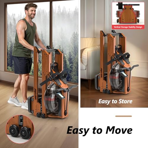 Wooden Foldable Water Rowing Machine with Monitor Q741