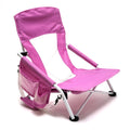 Low Beach Chair Folding Camping Chair Mesh Back with Sling Strap Pink J8869