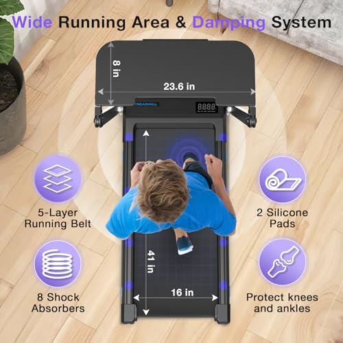 Foldable Treadmill with Desk Workstation L629