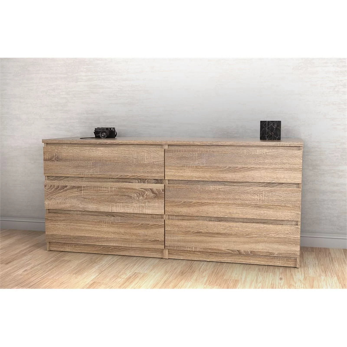 6 Drawer Wood Double Dresser C60202