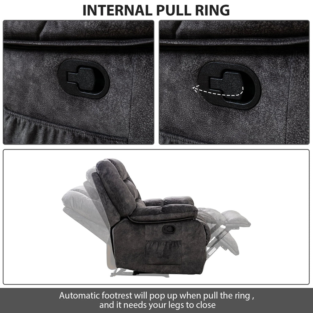 Gray Fabric Manual Recliner Chairs with Massage and Heat Q997136