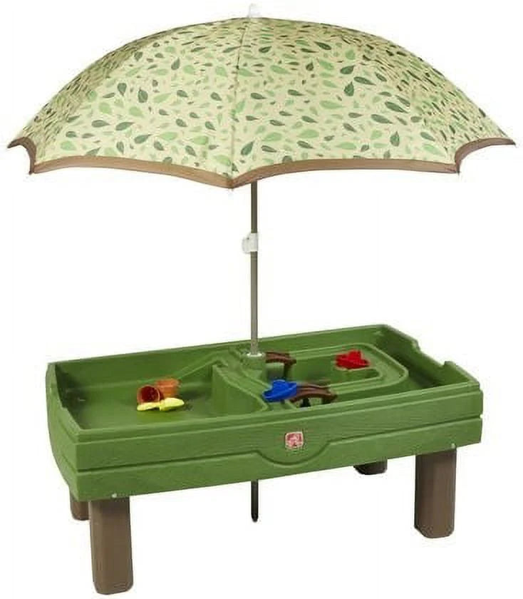 Green Sandbox and Water Table with Cover and Umbrella R76875