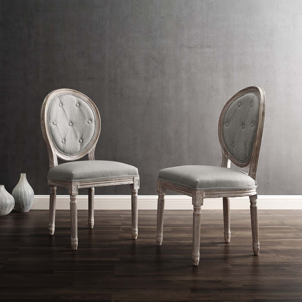 Light Gray Upholstered Fabric Dining Side Chair Set of 2 Q6608