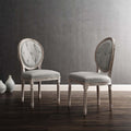 Light Gray Upholstered Fabric Dining Side Chair Set of 2 Q6608