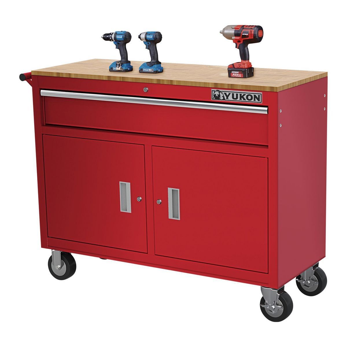 46 in. Mobile Workbench with Solid Wood Top Y796980