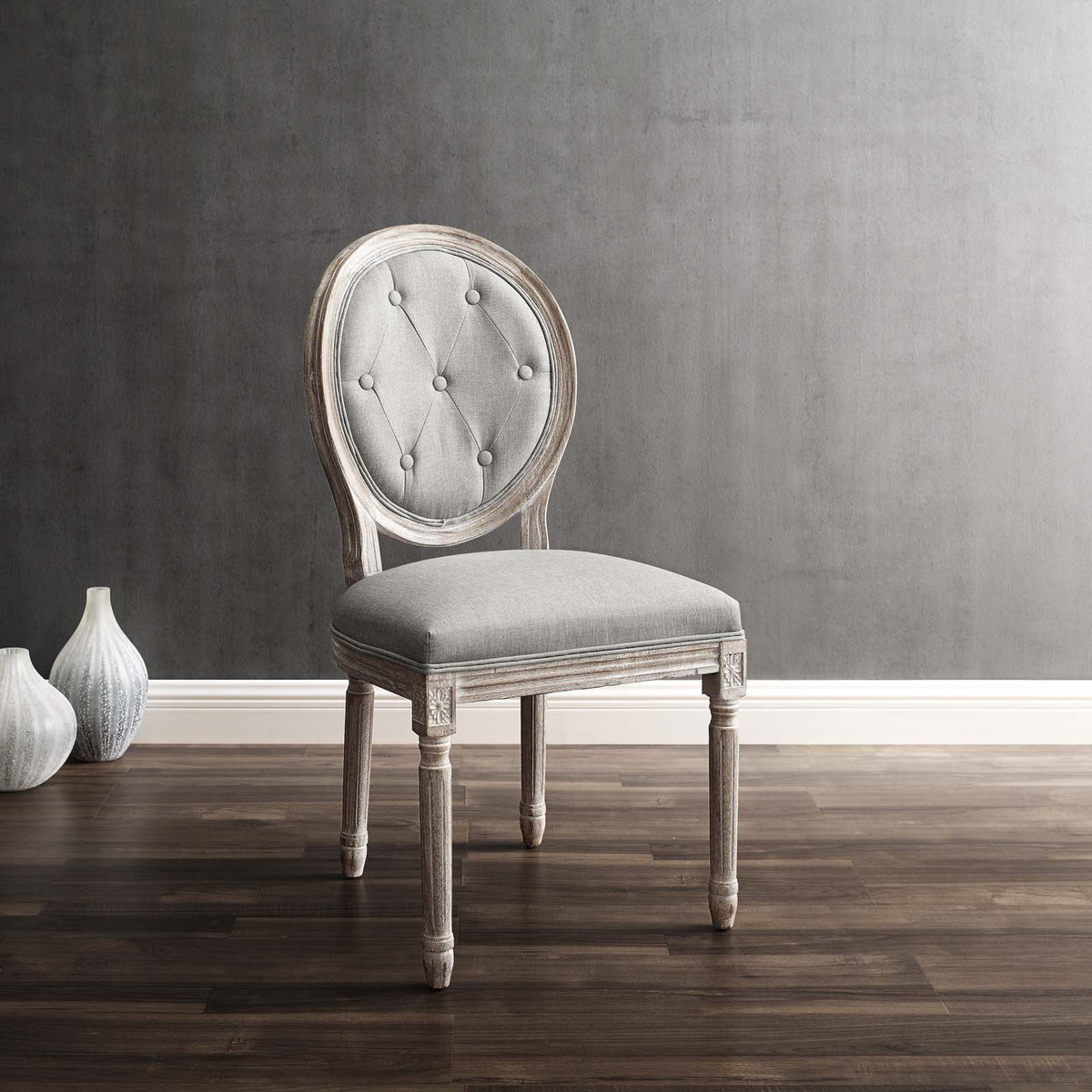 Light Gray Upholstered Fabric Dining Side Chair Set of 2 Q6608