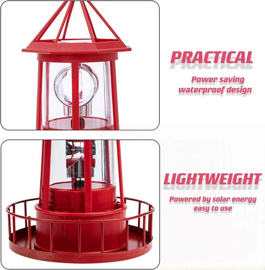 Solar Powered Lighthouse 360 Degree Rotating Waterproof Garden Statue Lights Z5193