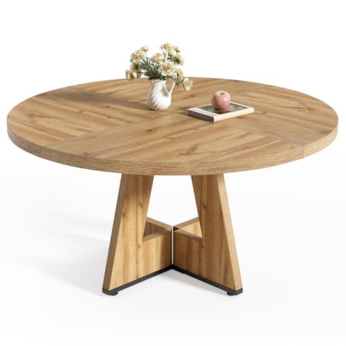 Round Dining Table with Wooden Pedestal Base P465