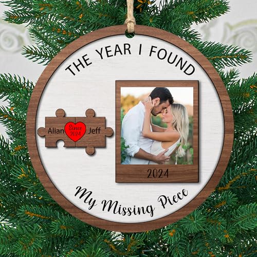 2-Layered Wooden Couple Puzzle Christmas Ornament R7321