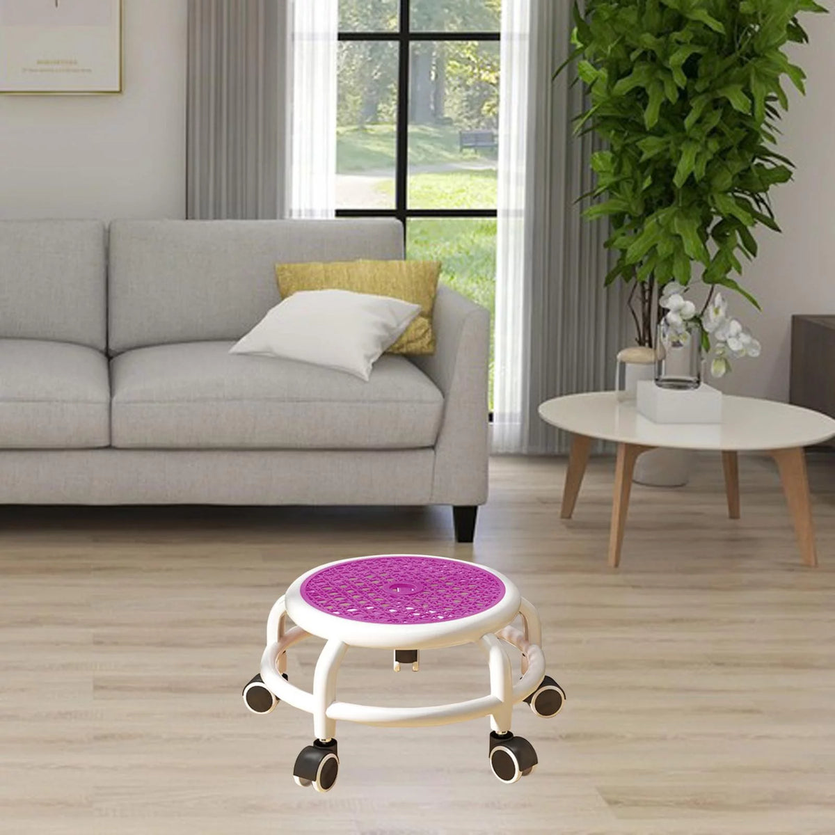 Violet Stool with Universal Wheels J45176