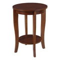Round Wood End Table with Bottom Shelf in Mahogany H859243