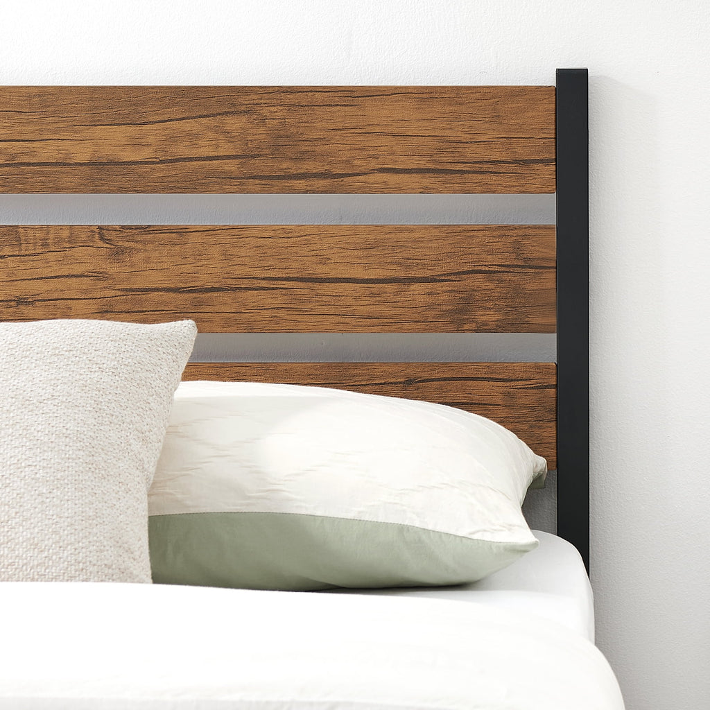 Full Bed Frame with Wood Headboard and Storage F19779