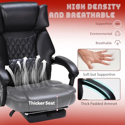 Grey Reclining Massage Office Chair with Foot Rest M69957