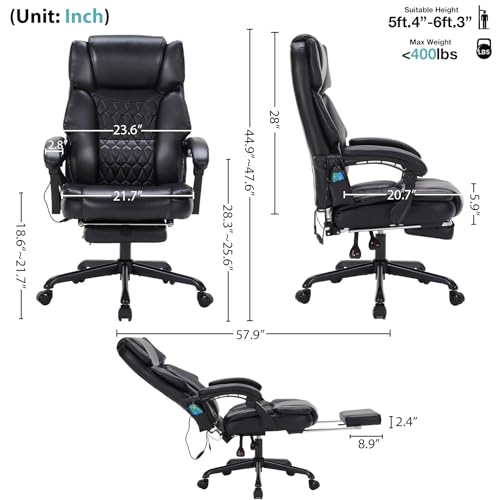 Grey Reclining Massage Office Chair with Foot Rest M69957
