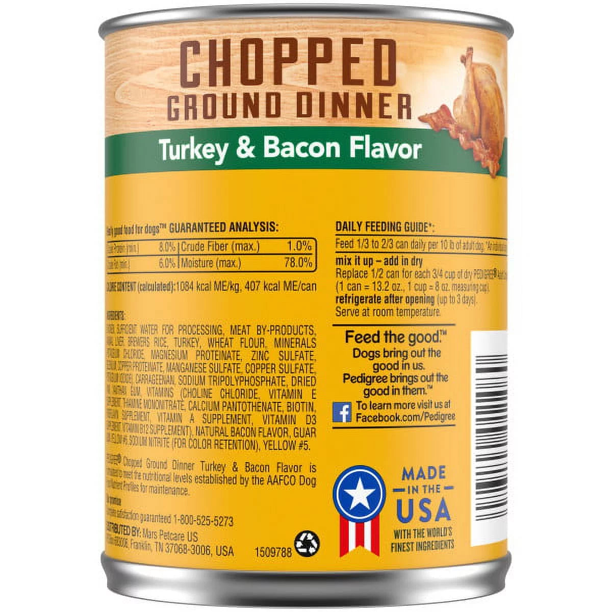 Turkey & Bacon Flavor Ground Dinner Wet Dog Food 13.2 oz Cans 12 Pack A385