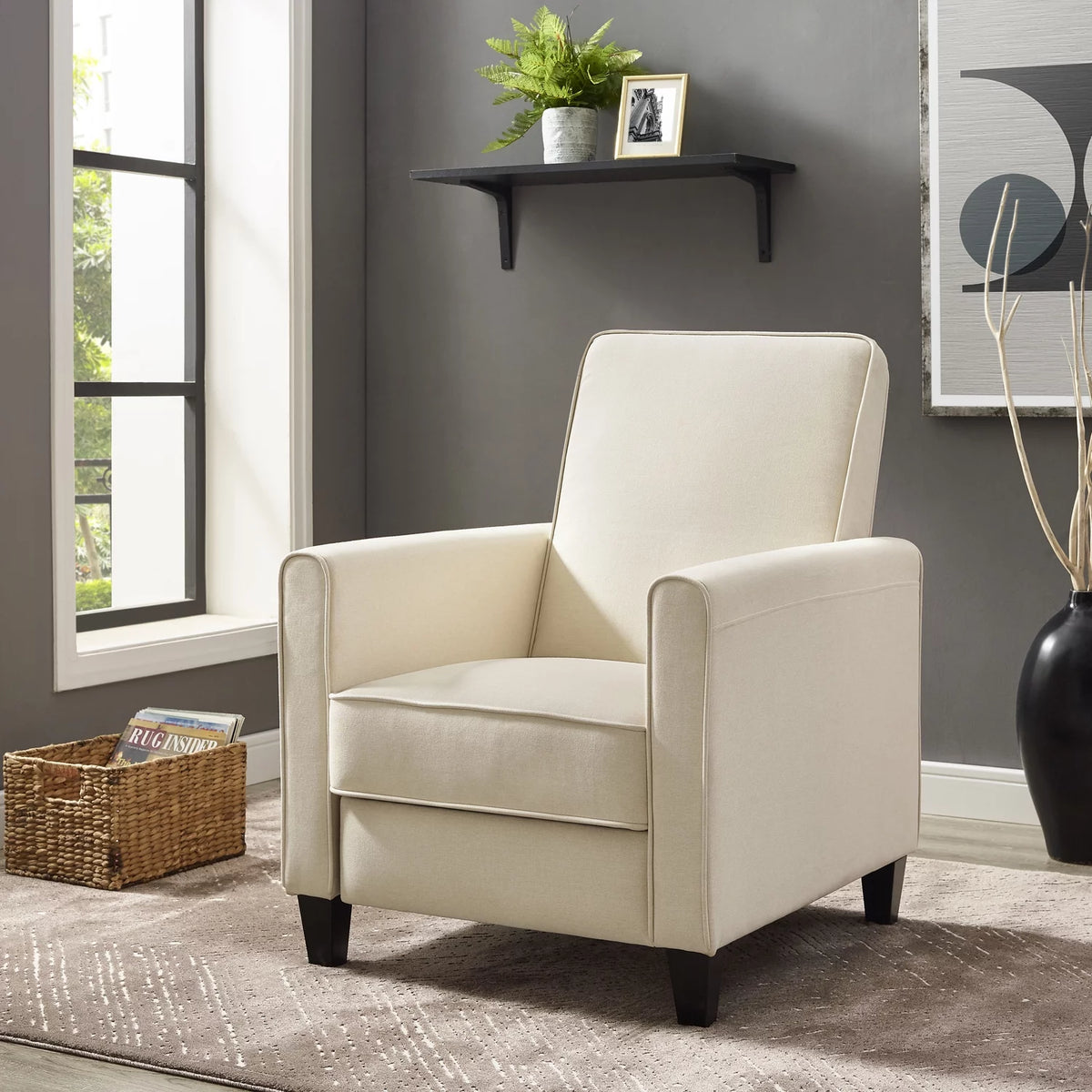 Set of 2 Cream Linen Upholstered Recliner P407046