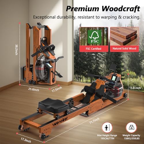 Wooden Foldable Water Rowing Machine with Monitor Q741