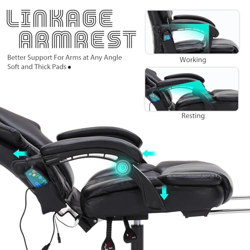 Grey Reclining Massage Office Chair with Foot Rest M69957