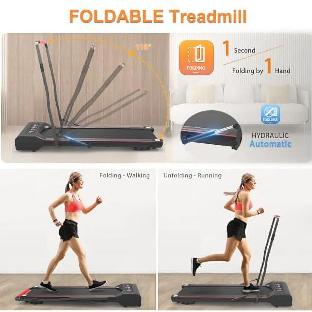 Foldable Under Desk Treadmill with Handle Bar J149068