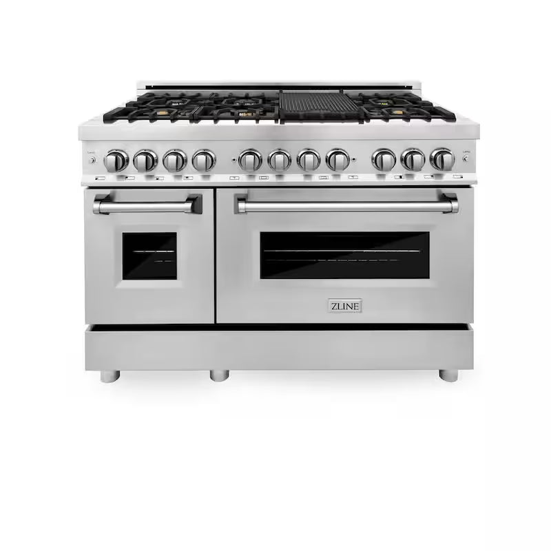 7 Burner Double Oven Dual Fuel Range with Brass Burners in Stainless Steel Q635