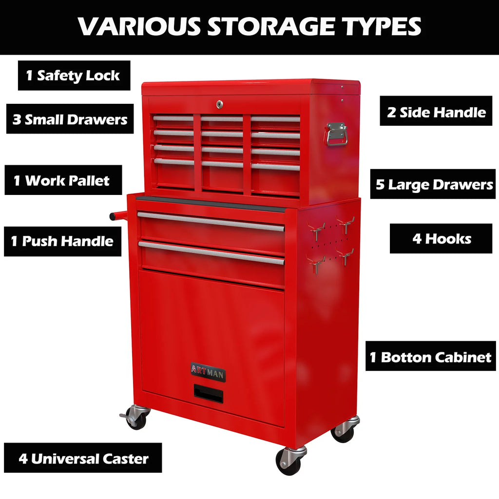 Blue 8 Drawer Rolling Tool Chest with Lock A585048
