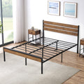 Full Bed Frame with Wood Headboard and Storage F19779