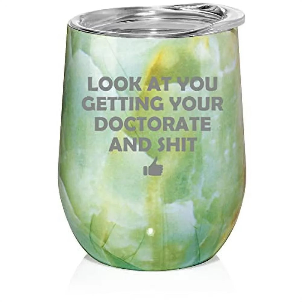 12 oz Double Wall Vacuum Insulated Stainless Steel Stemless Wine Tumbler with Lid T7439