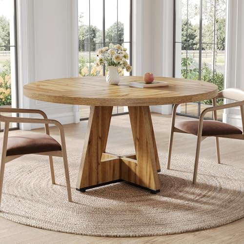 Round Dining Table with Wooden Pedestal Base P465