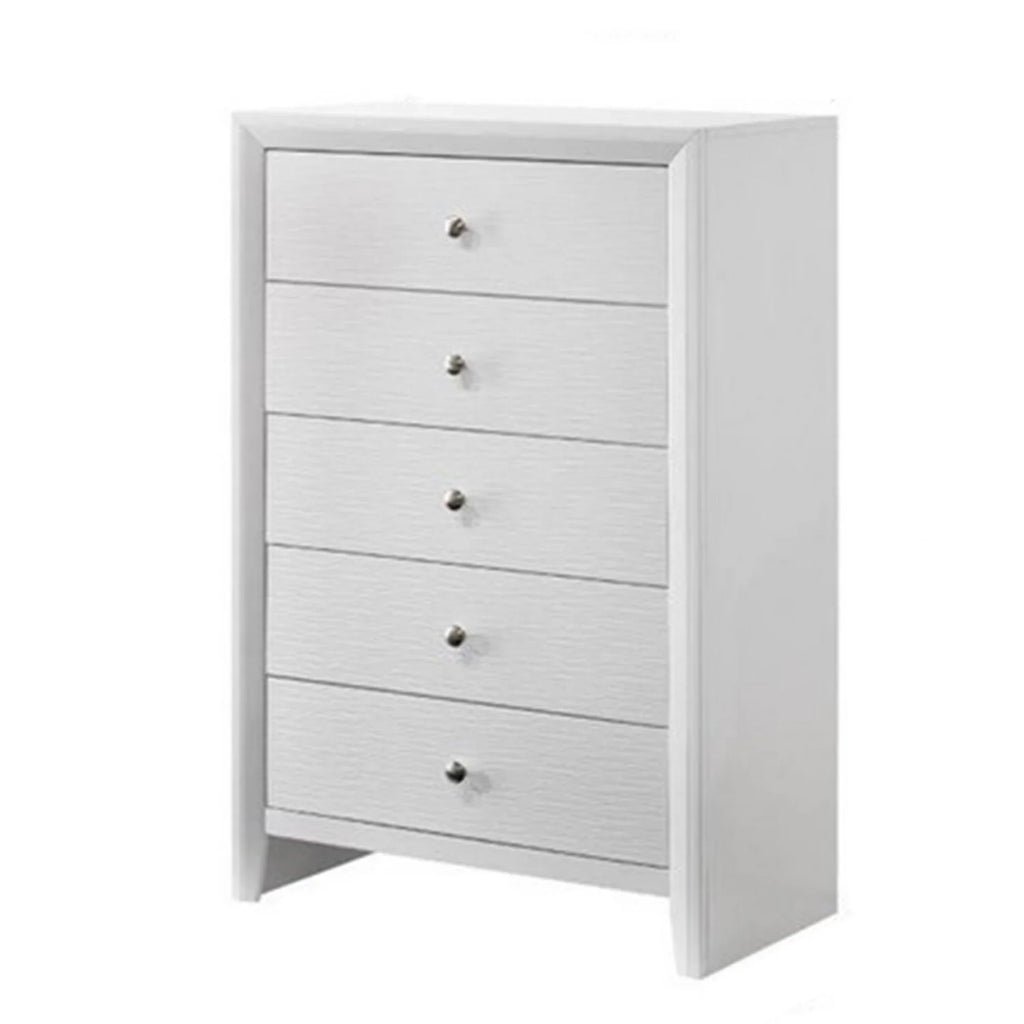 White 5 Drawer Wood Dresser I535037
