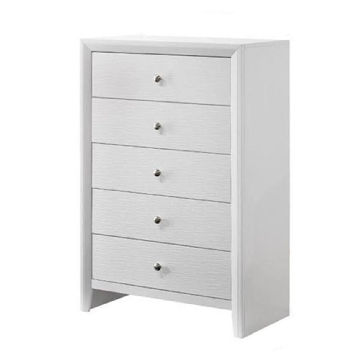 White 5 Drawer Wood Dresser I535037