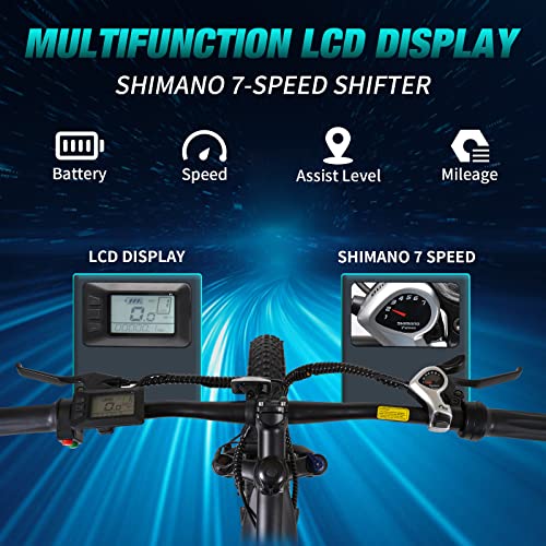 750W Electric Bike 48V 14AH Removable Battery 27.5" Fat Tire 7 Speed Z68562