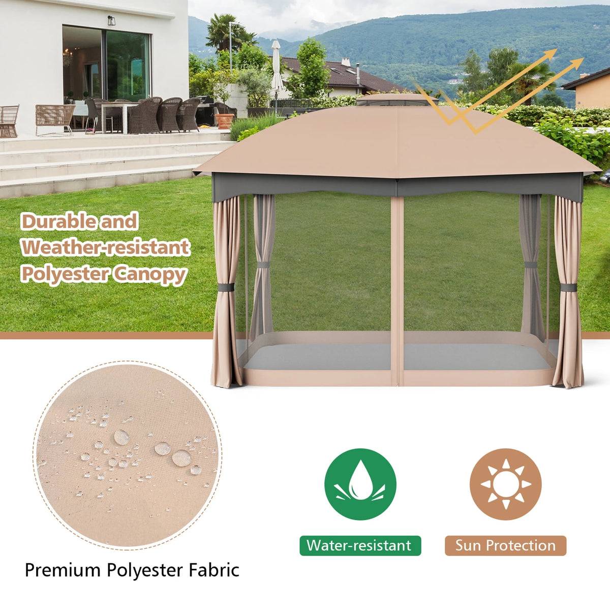 12' x 10' Heavy Duty Steel Gazebo F601092