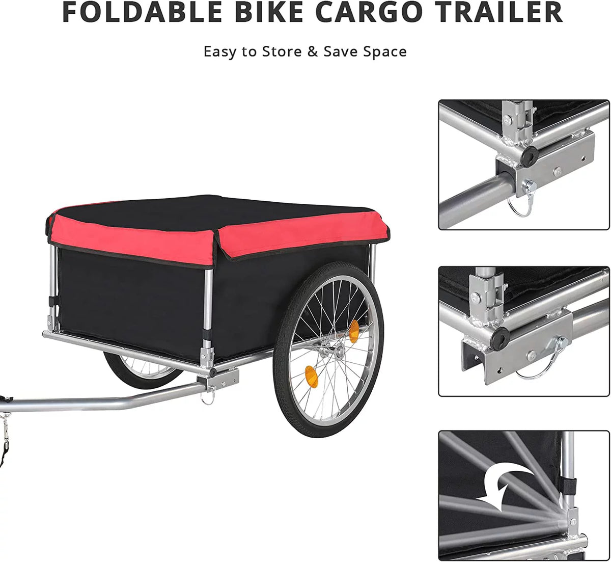 Foldable Bike Cargo Trailer with 20" Wheel & Universal Hitch I97597