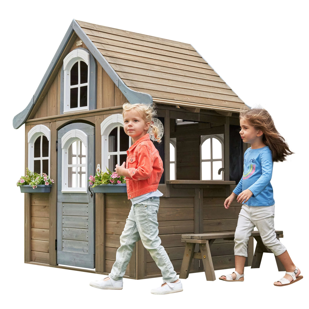 Wooden Outdoor Playhouse with Kitchen C79019