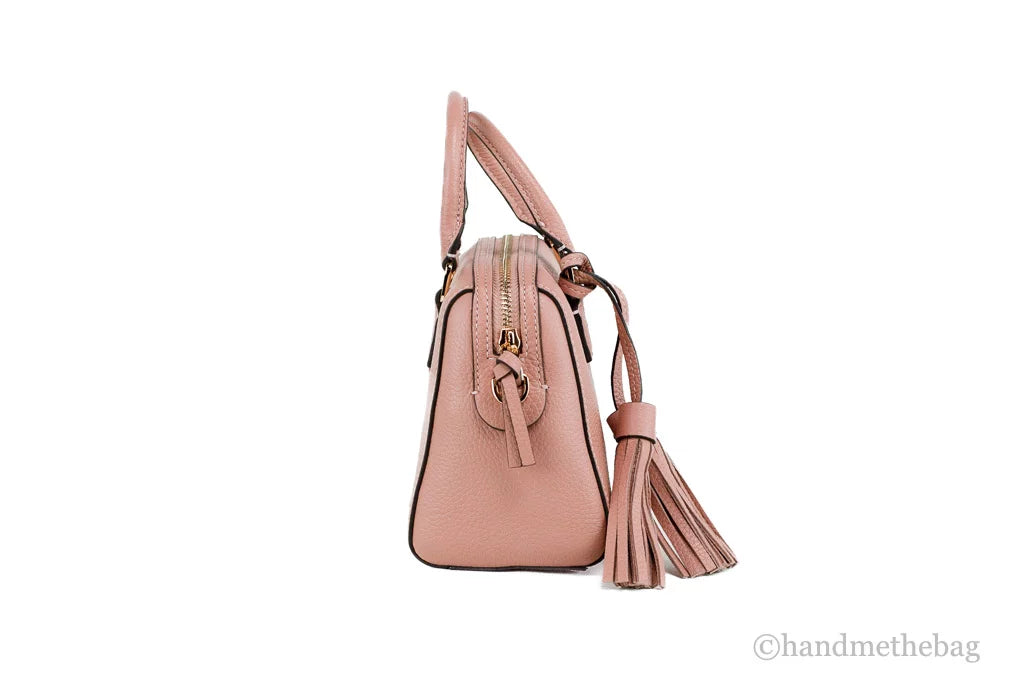 Pink Pebbled Leather Satchel Crossbody Bag O315559